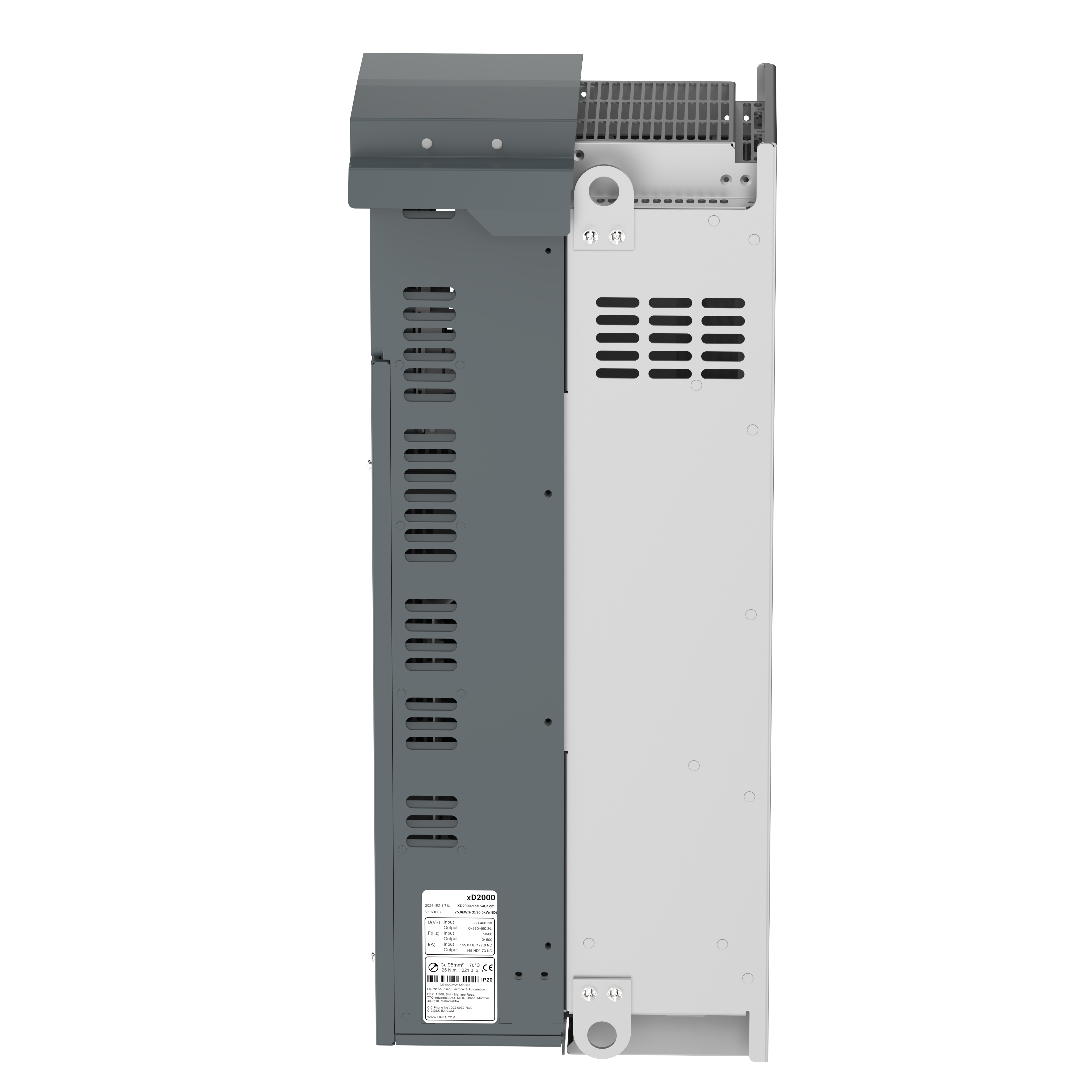 XD2000-120P-4B1221 45kW/55kW 415V VFD — bottom view