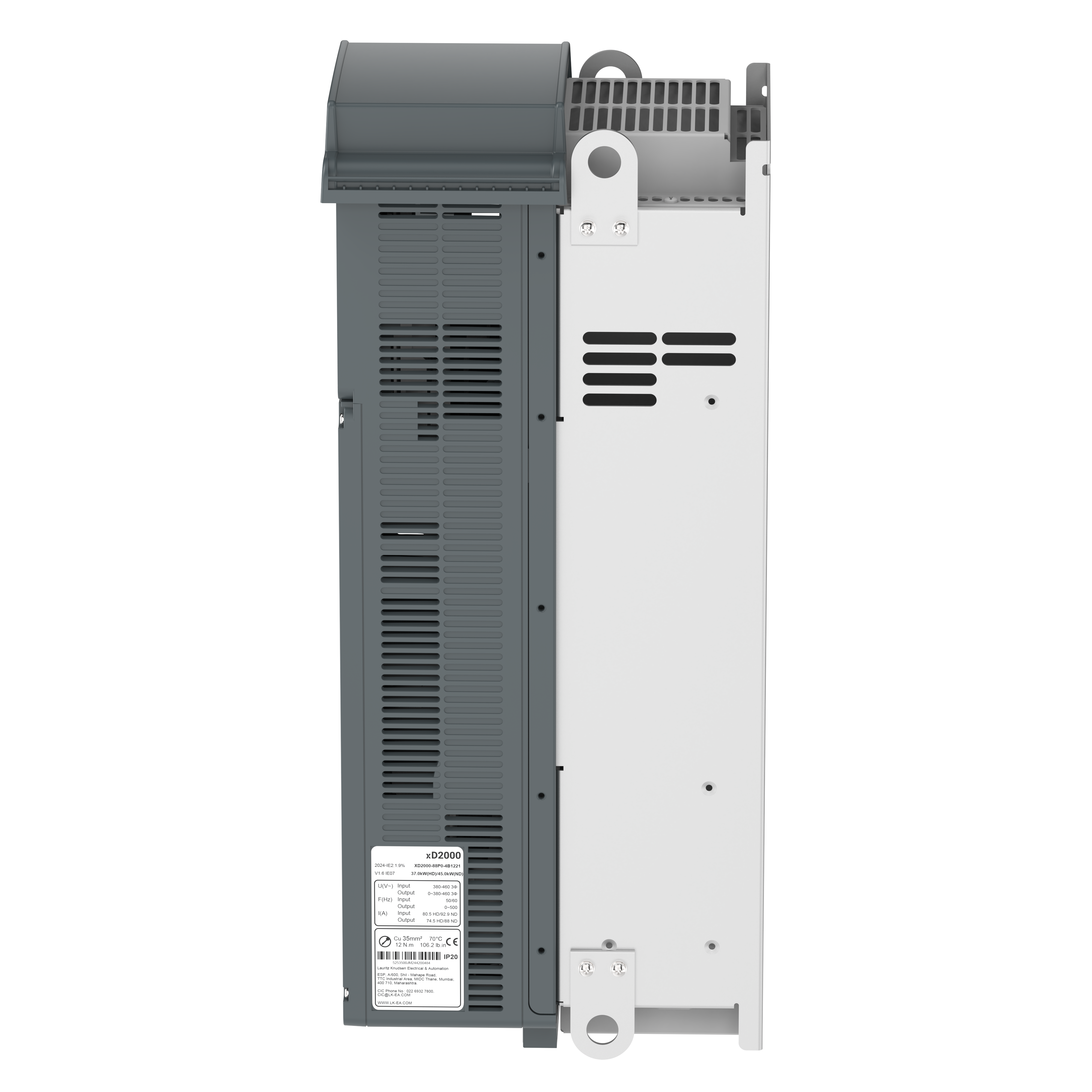 XD2000-61P5-4B1221 22kW/30kW 415V VFD — bottom view
