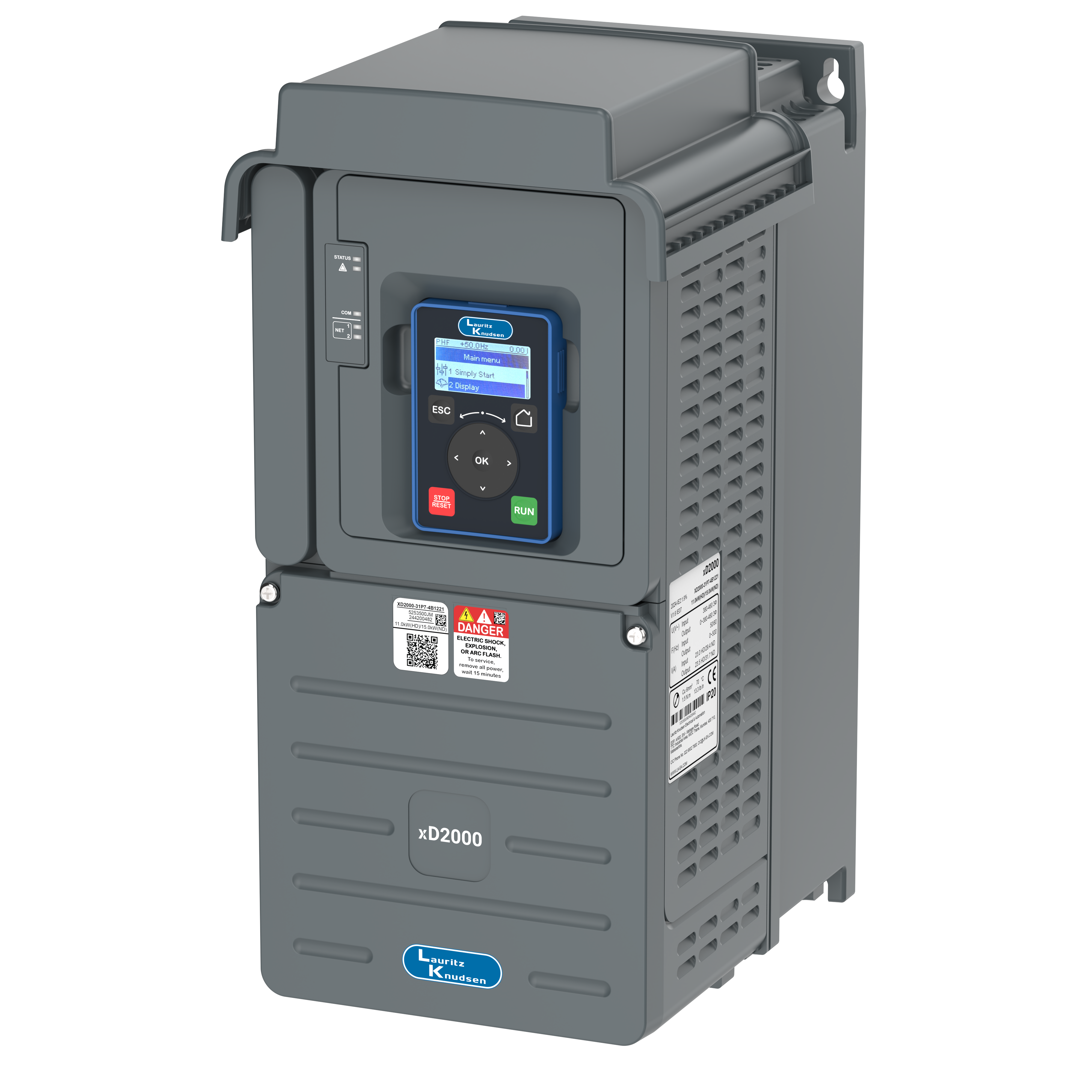 XD2000-23P5-4B1221 7.5kW/11kW 415V VFD — side view