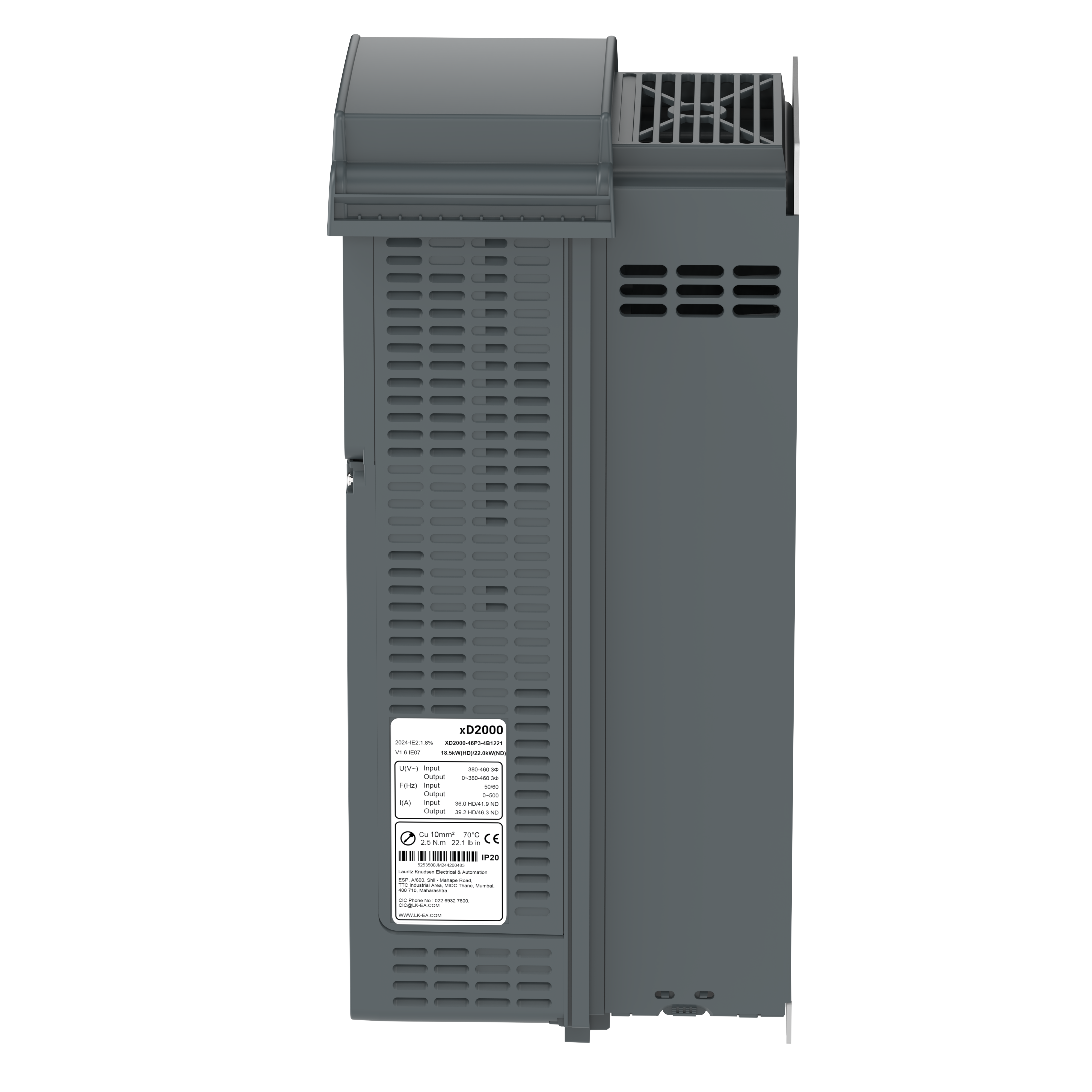 XD2000-39P2-4B1221 15kW/18.5kW 415V VFD — bottom view