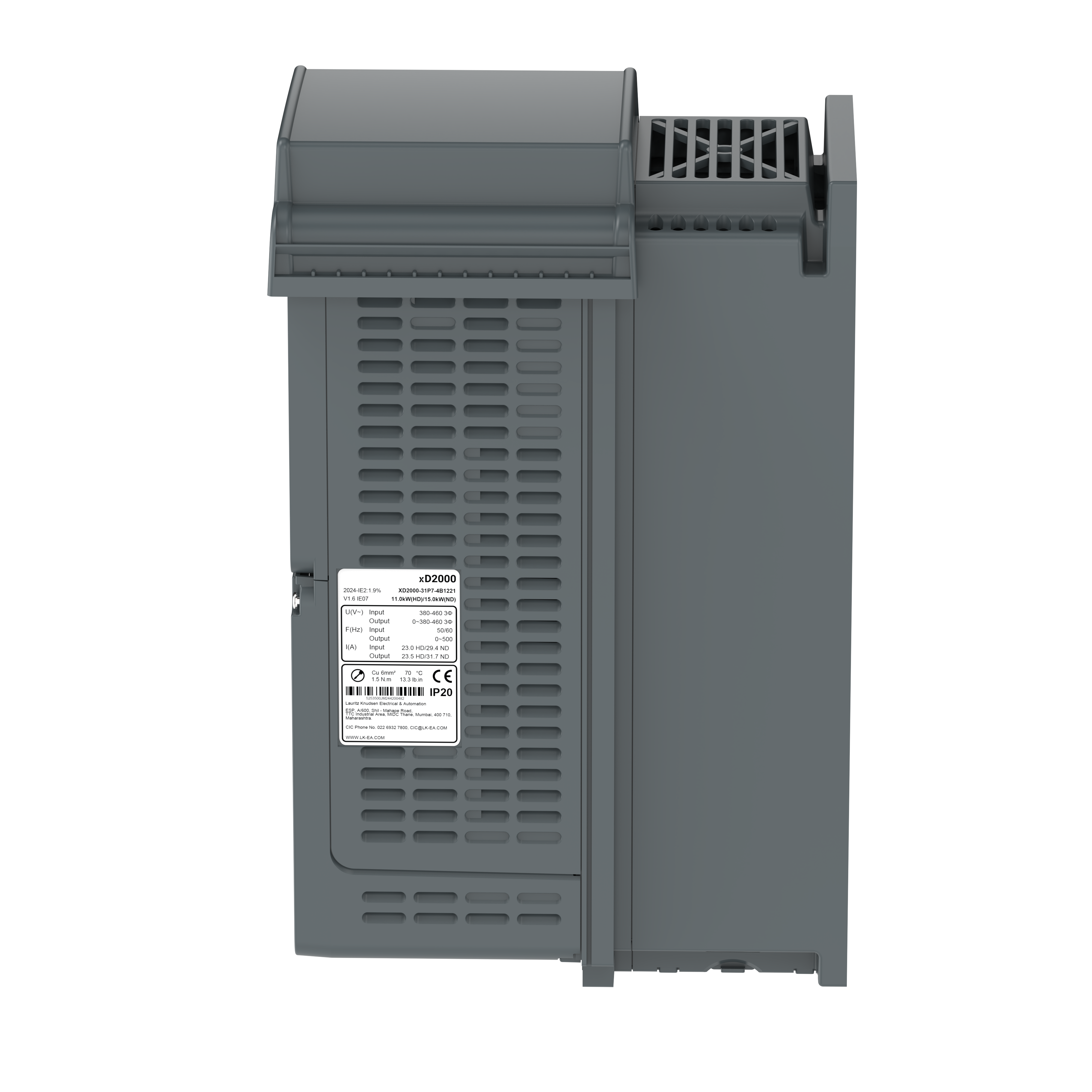 XD2000-23P5-4B1221 7.5kW/11kW 415V VFD — bottom view
