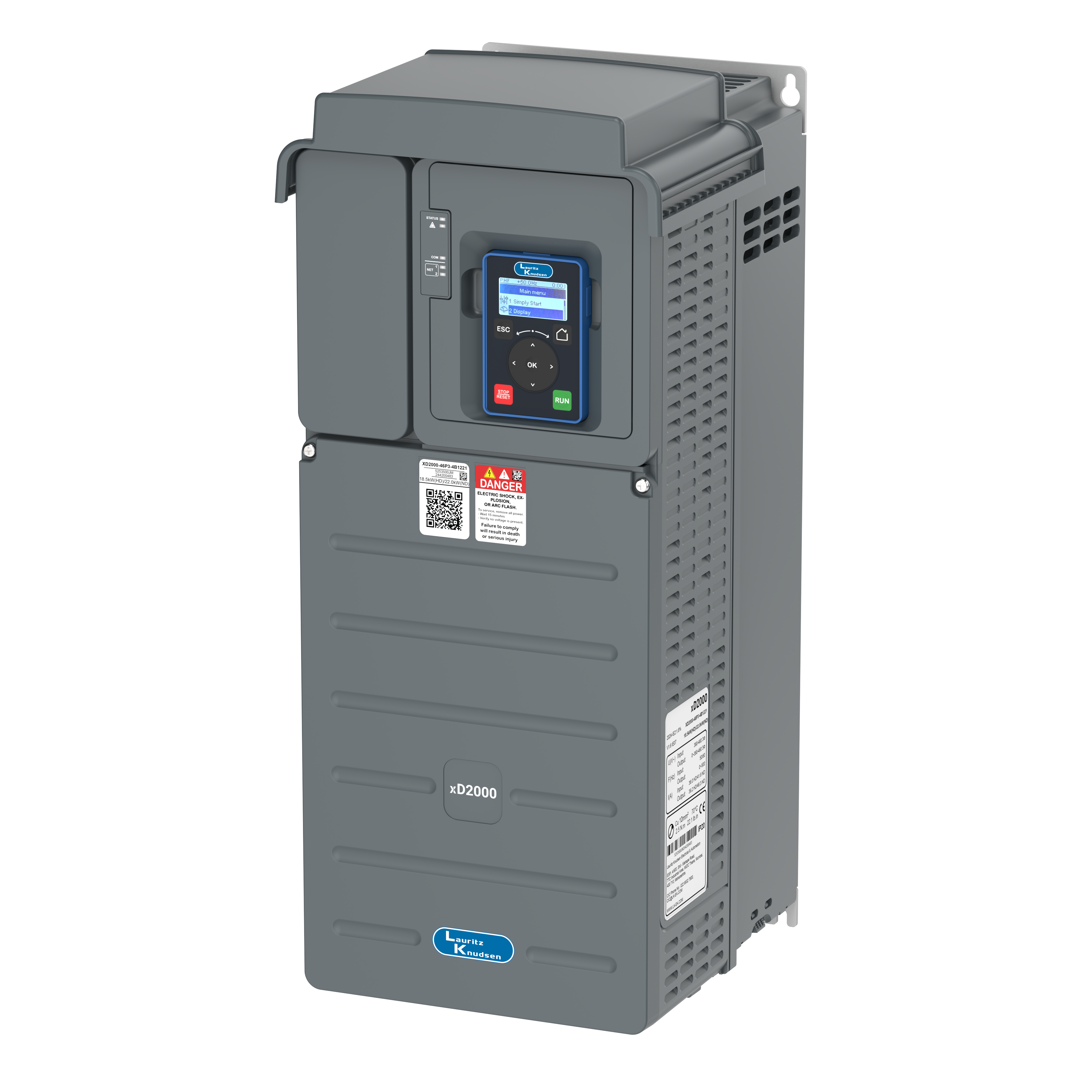 XD2000-39P2-4B1221 15kW/18.5kW 415V VFD — side view